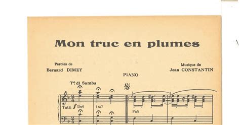 Mon Truc En Plumes Piano Vocal Print Sheet Music Now