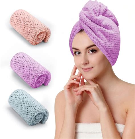 Czzxi 3 Pcs Microfiber Hair Towel Hair Wraps For Women Wet Hair Fast