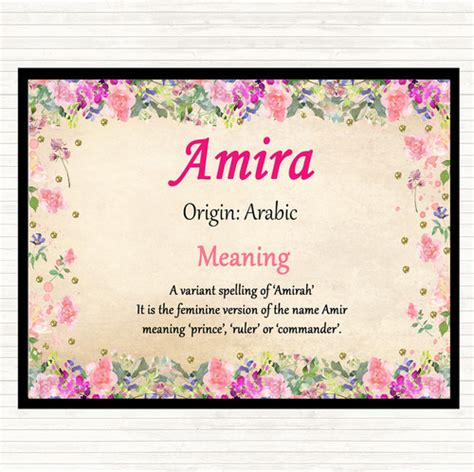 Amira Personalised Name Meaning Placemat - The Card Zoo