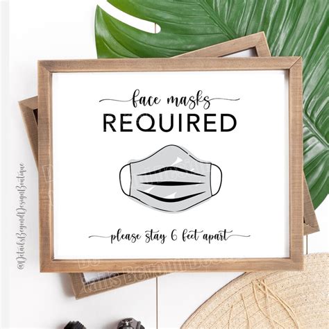 Face Masks Required Printable Sign Instant Download Etsy