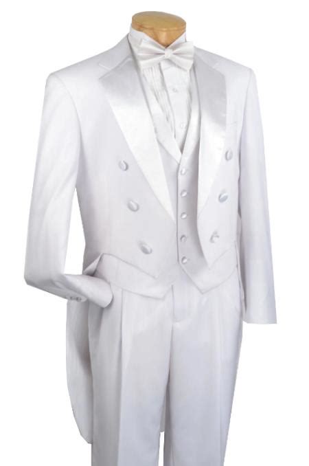 Mens Tailcoat White Tail Tuxedo With Lapelled Vest Available