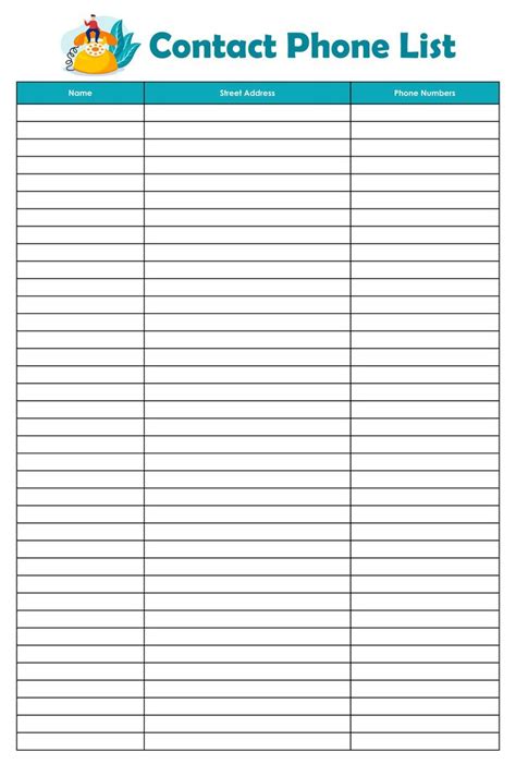 Printable Phone List Template Address Book Template Template