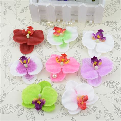 6cm 10pcs Artificial Flower Silk Butterfly Orchid Head Fake Flowers