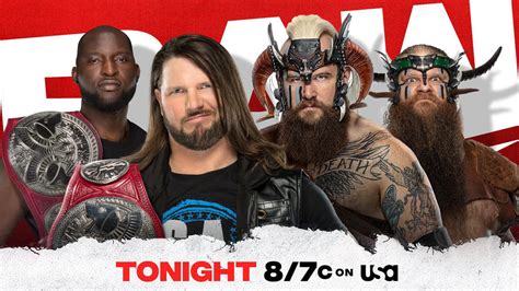 AJ Styles & Omos defend the Raw Tag Team Titles against The Viking ...