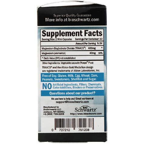 BioSchwartz Maximum Absorption Magnesium Bisglycinate 120 Mini Caps