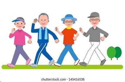 Seniors Walking Clipart Image