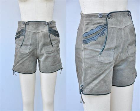 Vintage Lederhosen Leather Suede Trachten Pants Shorts Bavarian Shorts