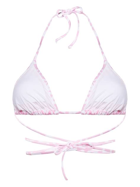 Vetements Logo Print Halterneck Bikini Top Pink Farfetch