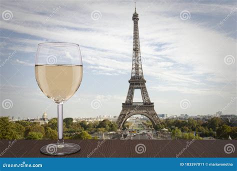 Glass of White Wine with Eiffel Tower View in Paris Stock Image - Image of light, chilling ...