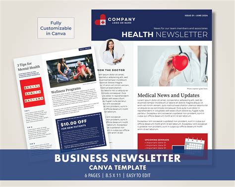 Medical Newsletter Template, Canva Newsletter Template Editable, Doctor ...