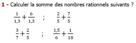 Exercices corrigés les nombres rationnels somme et différence maths