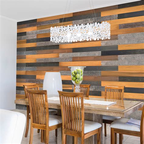 Brown/Black/Gray Mixed Colors Wood Wall Planks (6 Planks // 10 sq. feet area) - ThermaPlanks ...