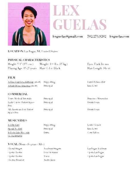 PDF Lex Guelas Actor Resume DOKUMEN TIPS