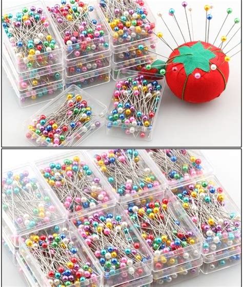 100pcspack Kintted Pearl Light Locating Pins Patchwork Sewing Pins