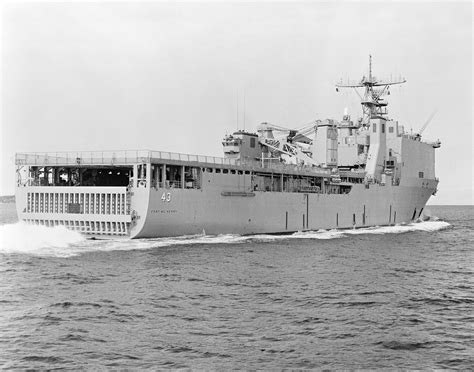 A Starboard Quarter View Of The Dock Landing Ship Uss Fort Mchenry Lsd