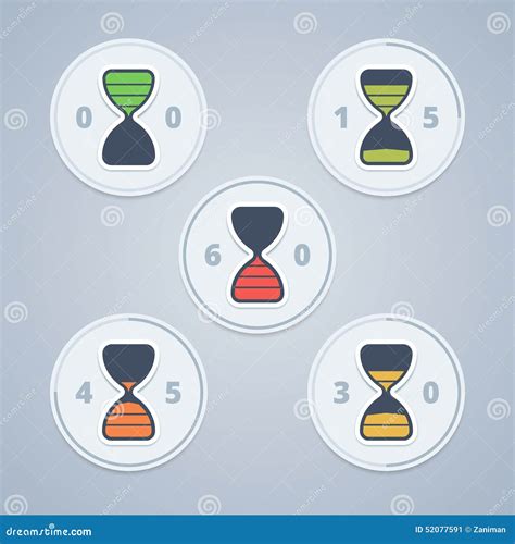 Hourglass Timer Icons With Color Gradation And Cartoon Vector