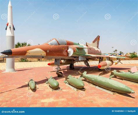 HATZERIM, ISRAEL - APRIL 27, 2015: Israel Air Force Kfir C7 Fighter Jet on Display in the ...