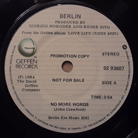 Berlin - No More Words (1984, Vinyl) | Discogs