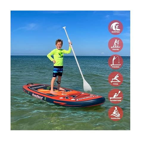 FunWater Planche De Surf Gonflable Pagaie Reglable Kid Rot