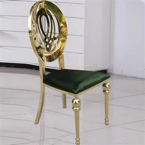 Gold Steel Luxury Stacking Modern Round Back Metal Hotel Restaurant