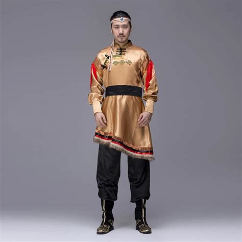 New Traditional Mongolian Costumes For Men Grassland National Genghis Khan Riding Dance Stage