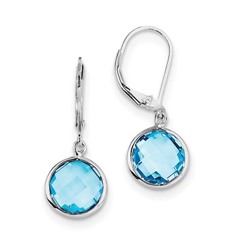 Sterling Silver Rhodium Plated Blue Topaz Earrings Walmart