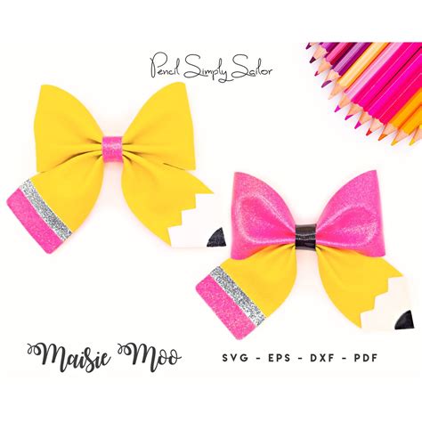 Back To School Bow Pencil Simply Sailor Bow Template Svg Pinch Bow