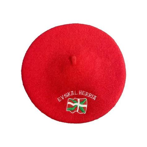 Euskal Txapela Béret Rouge Adulte Brodé Drapeaux Euskal Herria 28