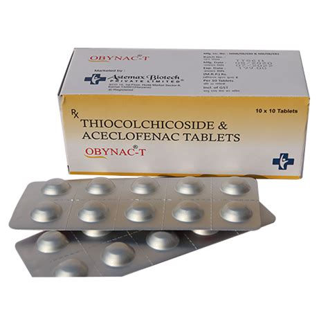 Obynac T Thiocolchicoside And Aceclofenac Tab Packaging Type Strip