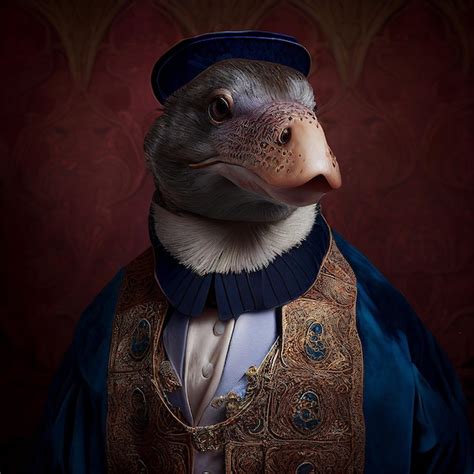 Premium Photo A Duck Wearing A Blue Vest And A Gold Vest With A Blue Tie