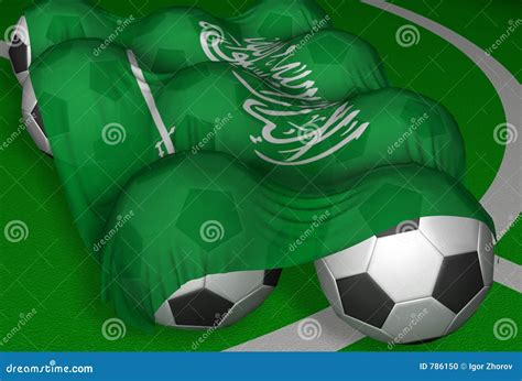 Saudi Arabia Flag And Soccer Balls Stock Illustration Illustration Of