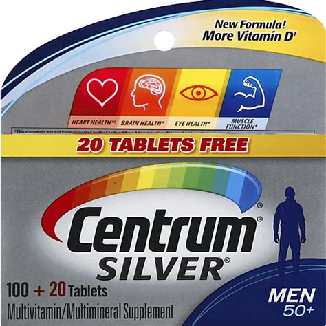 Centrum® Silver® Men 50 Bonus Multivitamin Multimineral Supplement 100 20 Count Tablets