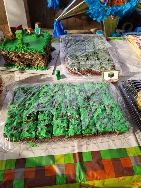 Brownies Make Perfect Dirt Blocks Minecraft Party Diy Party Brownies