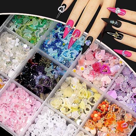 Amazon 3D Mix Assorted Color Nail Charms Acrylic Multi Pink Blue