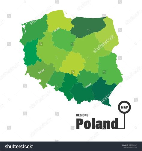 Poland Regions Map Green Stock Vector (Royalty Free) 1223698963 | Shutterstock