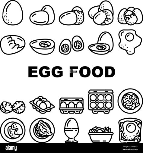 Egg Food Healthy Fresh Icons Set Vector Stock Vector Image And Art Alamy