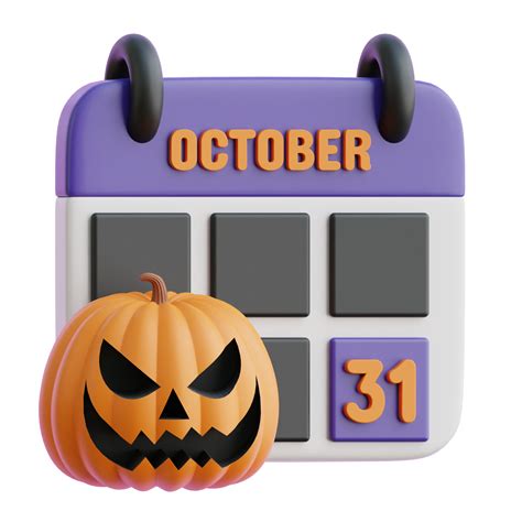 Halloween Calendar 3d Icon Illustrations 30348284 Png