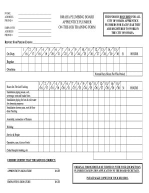 Ojt Form Fill Online Printable Fillable Blank PdfFiller