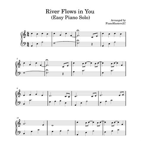 EASY River Flows in You Yurima - Original Piano Solo Arrangement Sheet