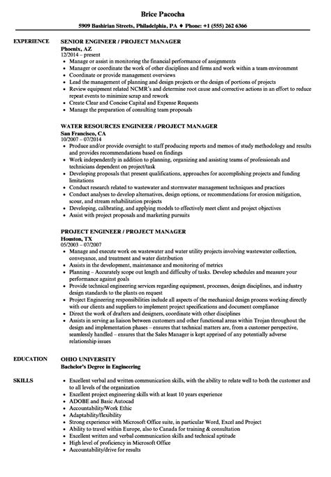 Engineer Project Manager Resume Samples Velvet Jobs