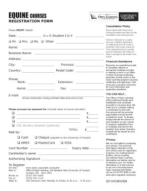 Fillable Online Printable Registration Form Equine Guelph Fax Email