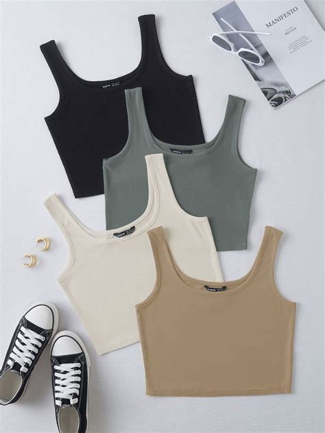 Multicolor Basics Polyester Plain Tank Embellished Slight Stretch