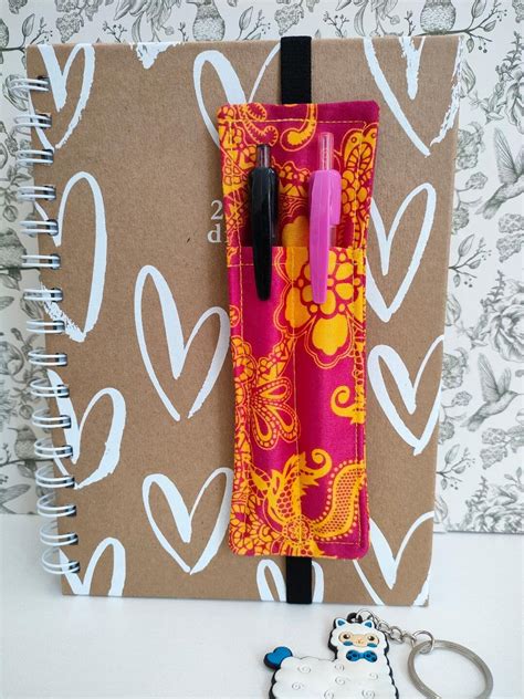 Journal Pen Holder Planner Pencil Buddy Pen And Book Accessory Bright Retro Print Elasticated