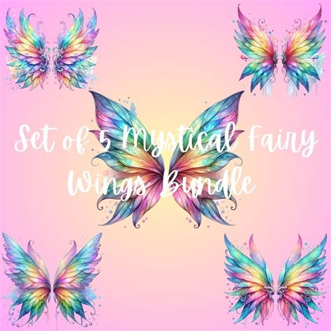 Set Of 5 Magical Fairy Wings Clipart Watercolor Angel Wing Clip Art