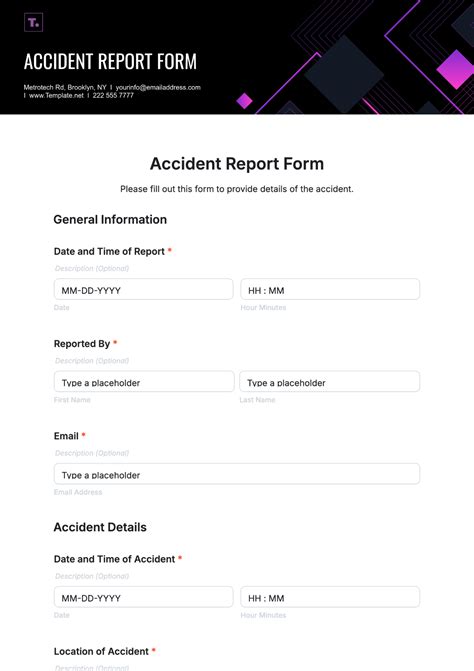 Free Accident Report Form Templates To Edit Online