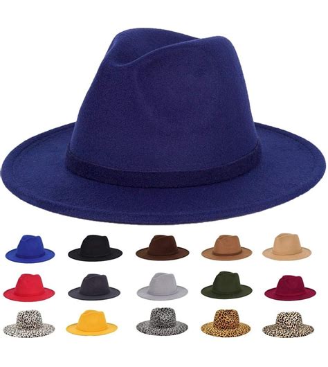 Men Women Classic Felt Fedora Hat Vintage Wide Brim Panama Hat With