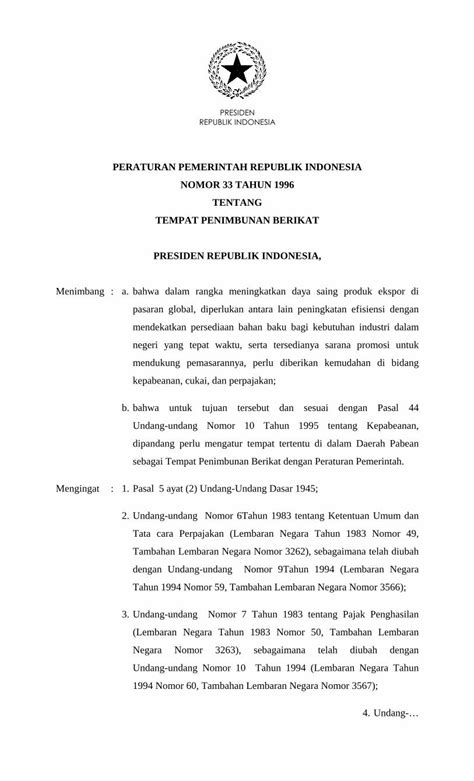 PDF PERATURAN PEMERINTAH REPUBLIK INDONESIA NOMOR Sipuu Setkab Go Id