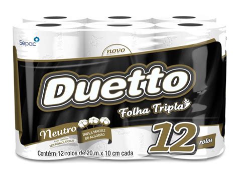 Papel higiênico Duetto folha tripla neutro 12 rolos Nasapan