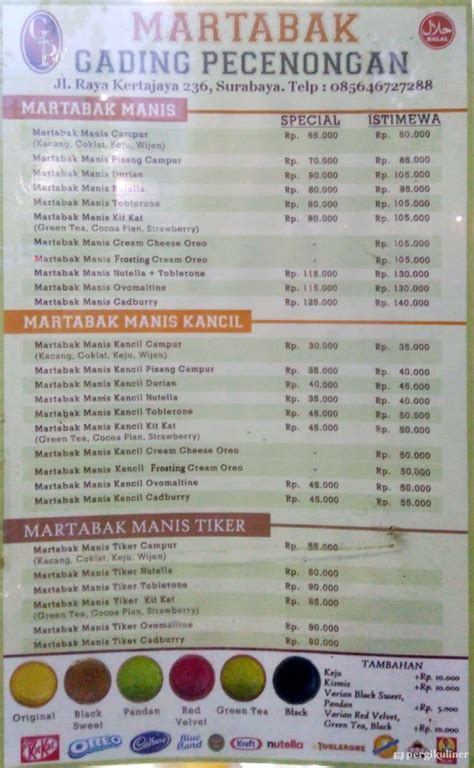 Selalu Diperbarui Menu Martabak Gading Pecenongan Kertajaya Surabaya