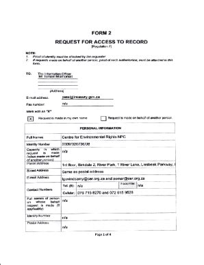 Fillable Online Cer Org PAIA Request For Access To Record WACO Fax